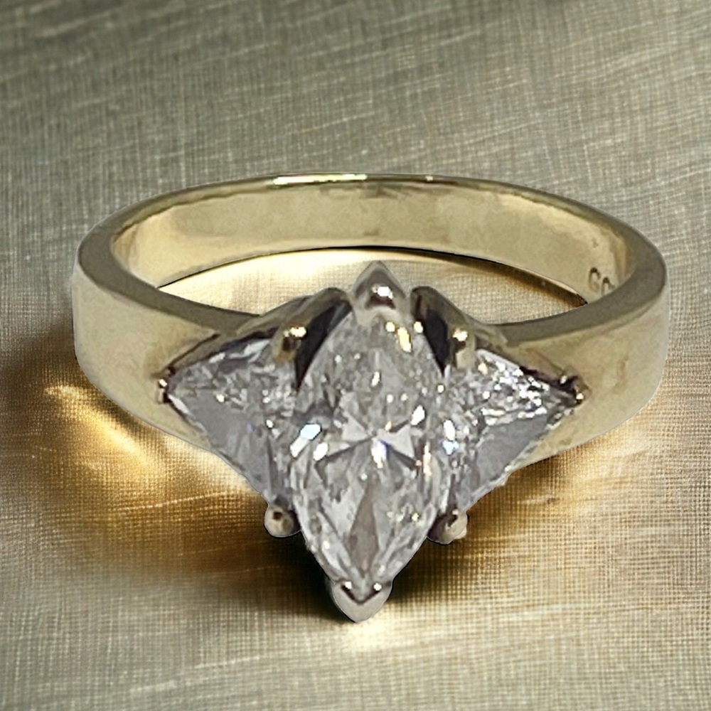 2+ CT Marquise Diamond Engagement Ring ✶ Trillions 14K Gold ✶ Mayors Appraisal 6 - Picture 11 of 16